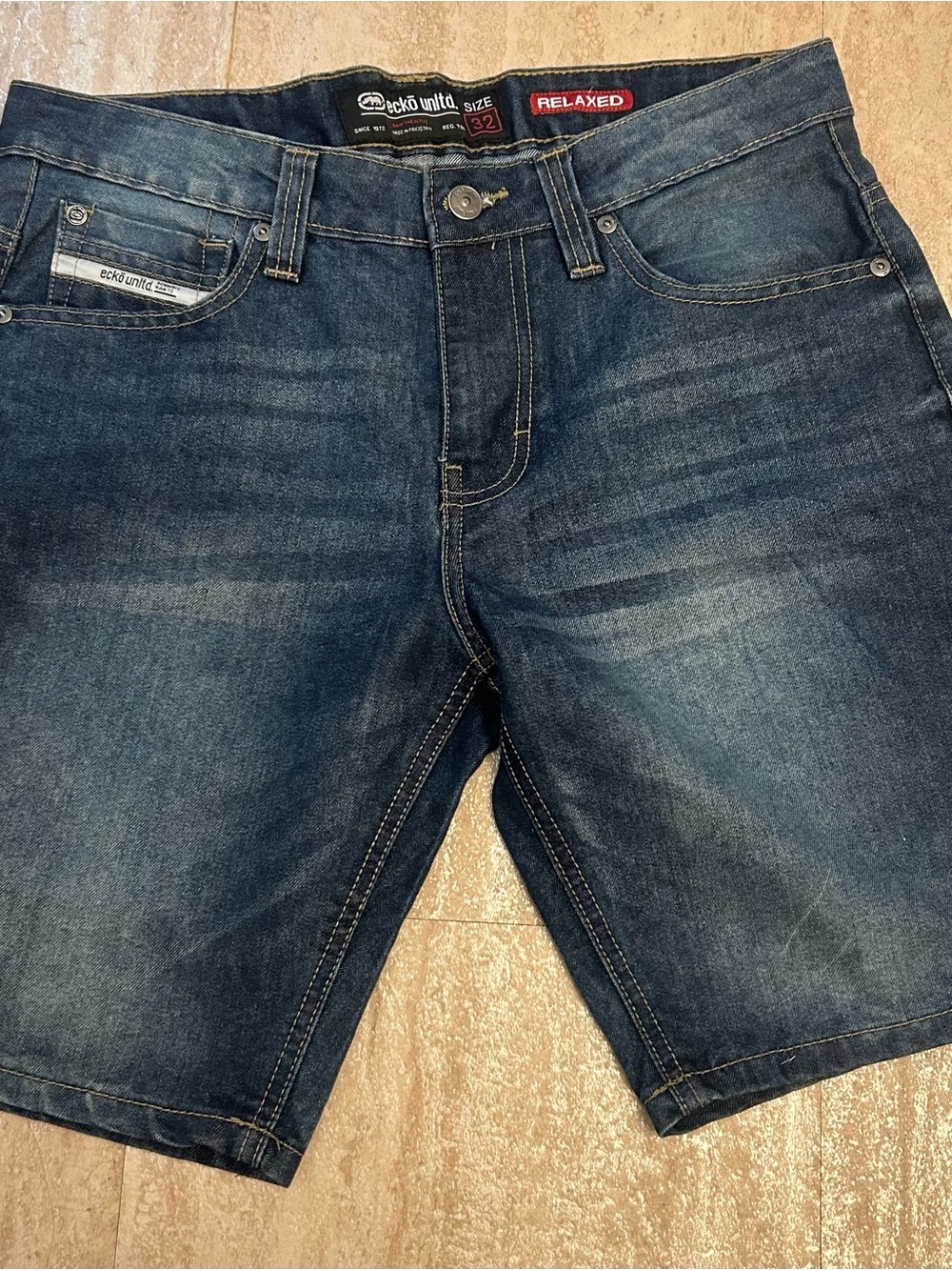Ecko Unltd. Men's Blue Relaxed 32 Denim Shorts Signature Label